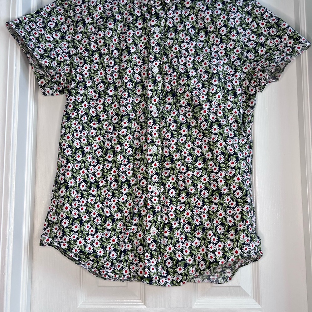 J. Crew Floral Casual Button Down Shirt - Black, White, Pink, Green